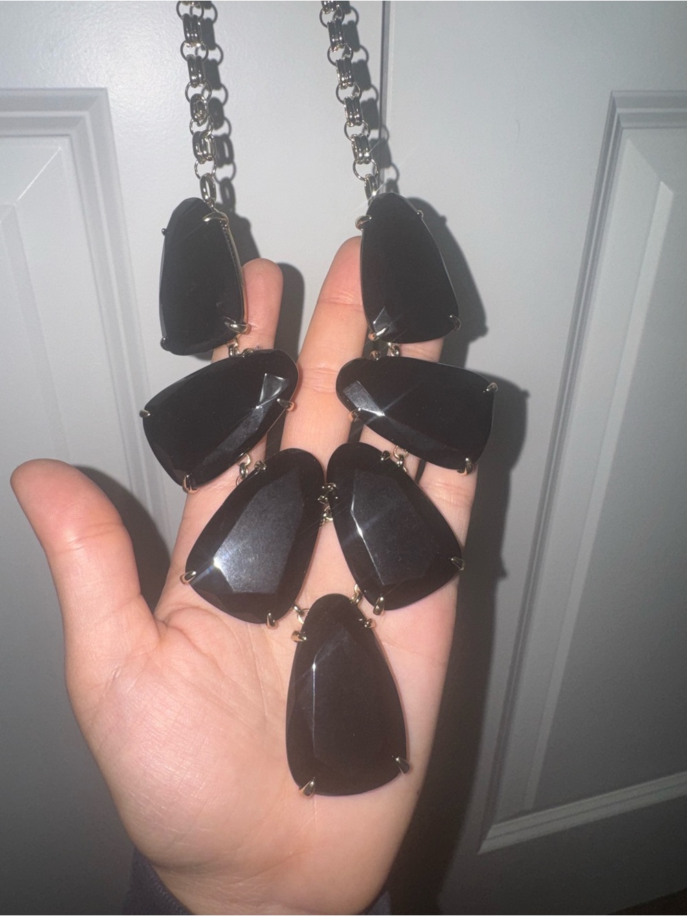 Kendra Scott Harlow Black Statement Faceted Teardrop Necklace - Women Jewelry